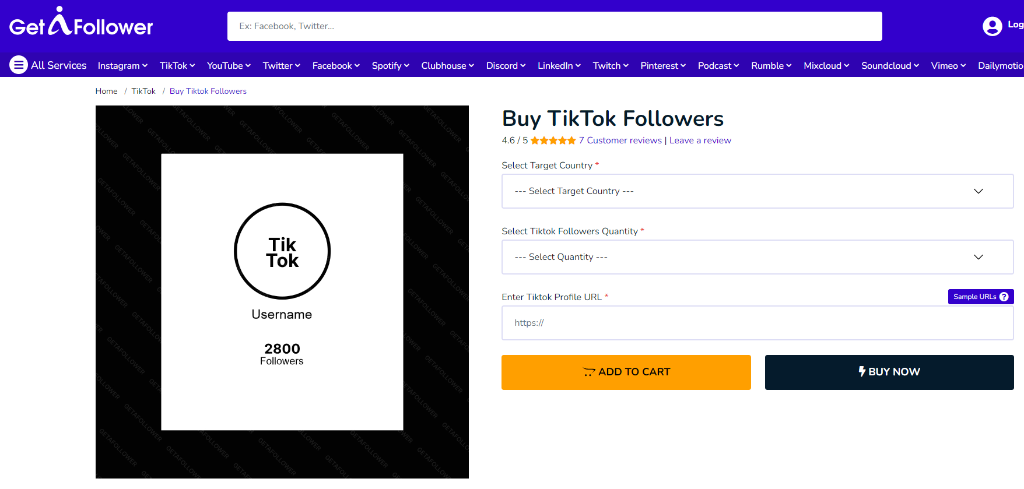 GetAFollower Buy TikTok Followers