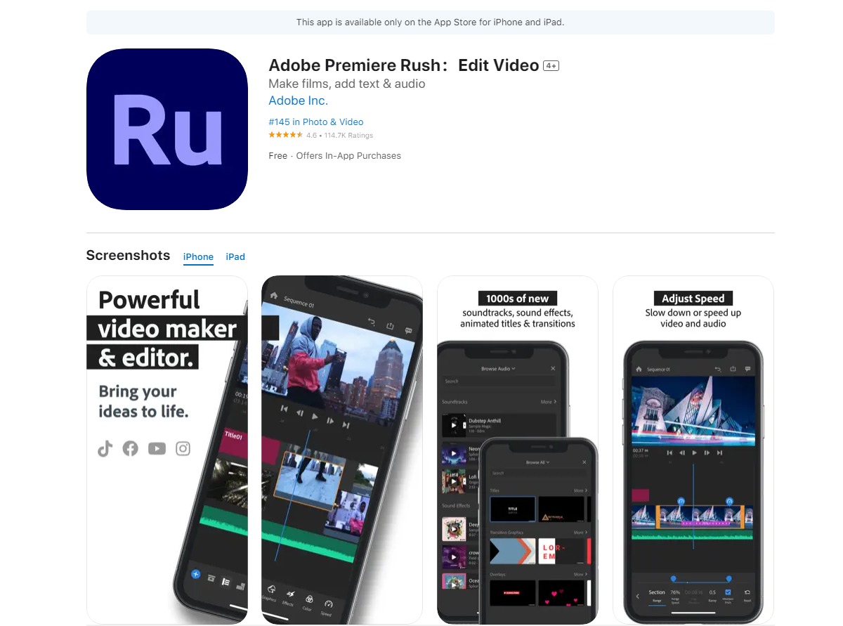 Adobe Premiere Rush Best Apps For Content Creation