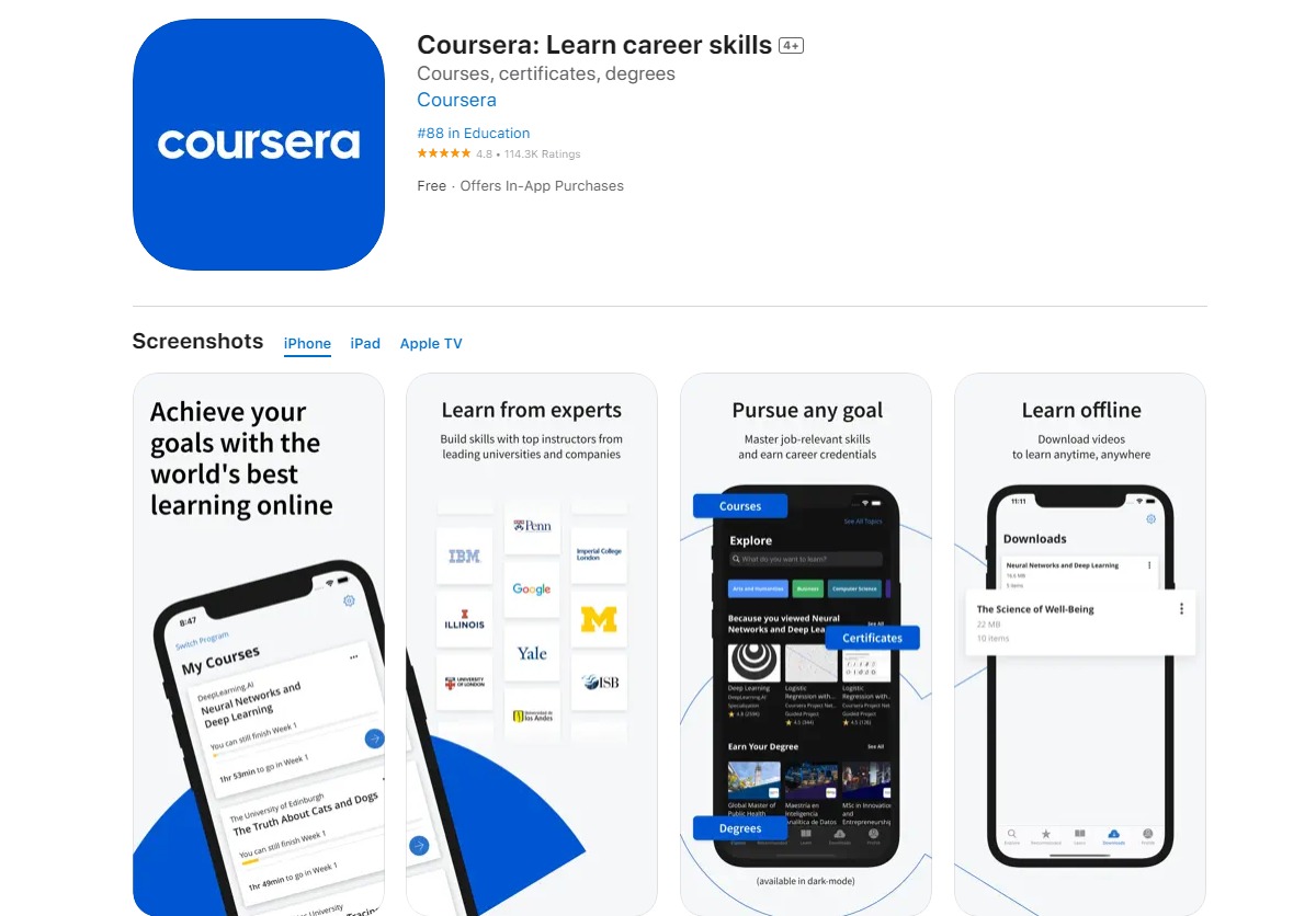 Coursera Best Apps for College Students