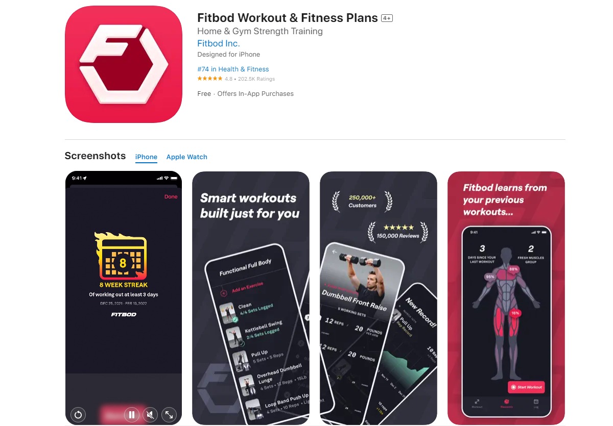 fitbod Best Apps for Workout