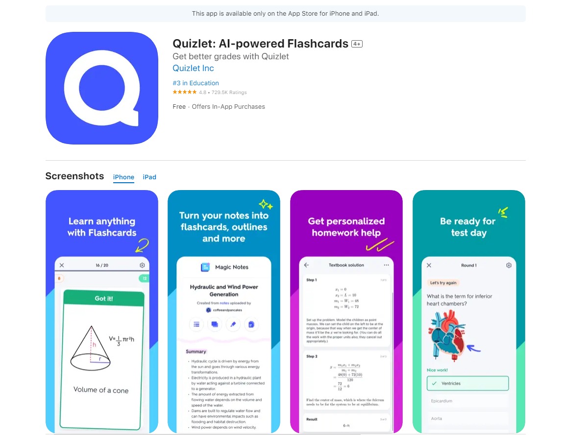 Quizlet Best Apps for Learning English