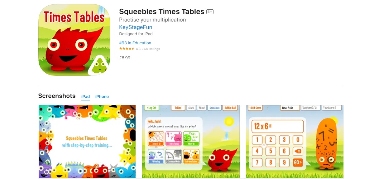 Squeebles Times Tables