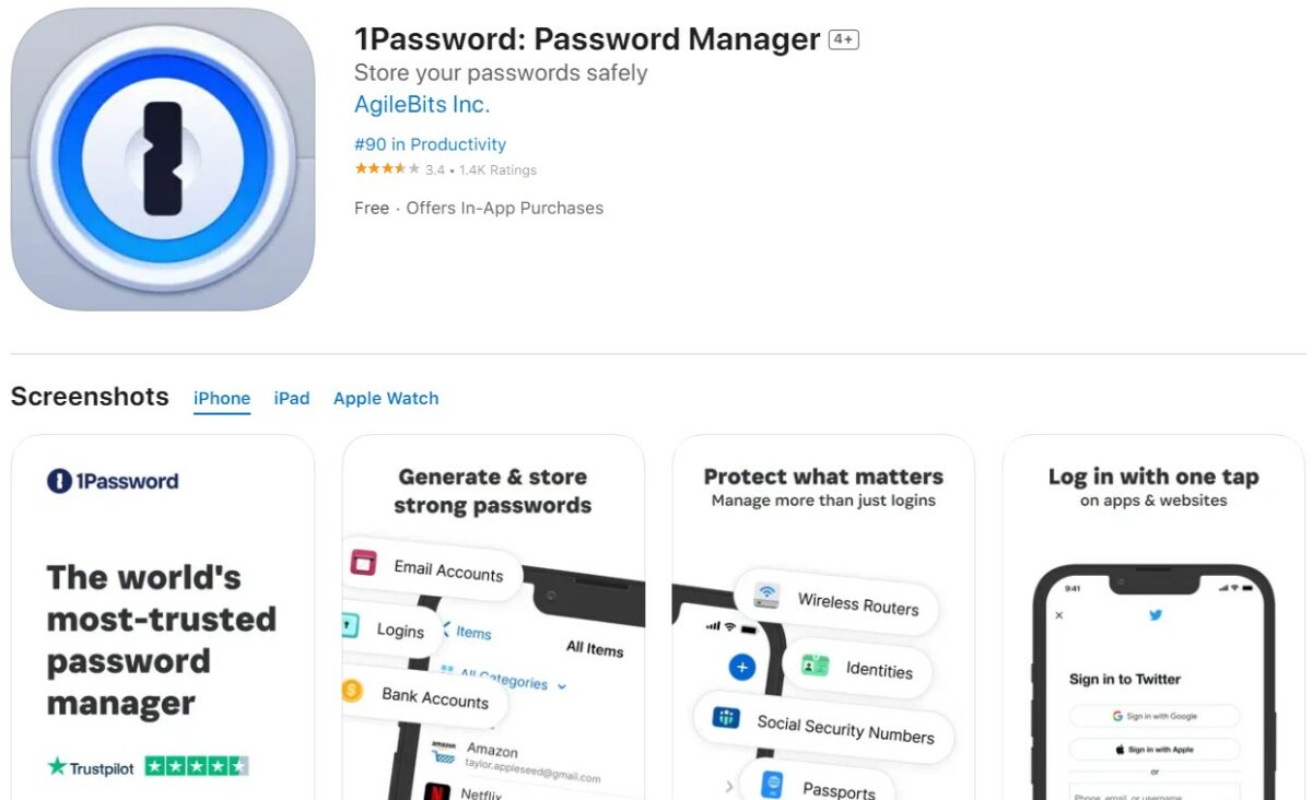 1Password Best Apps For Apple Watch