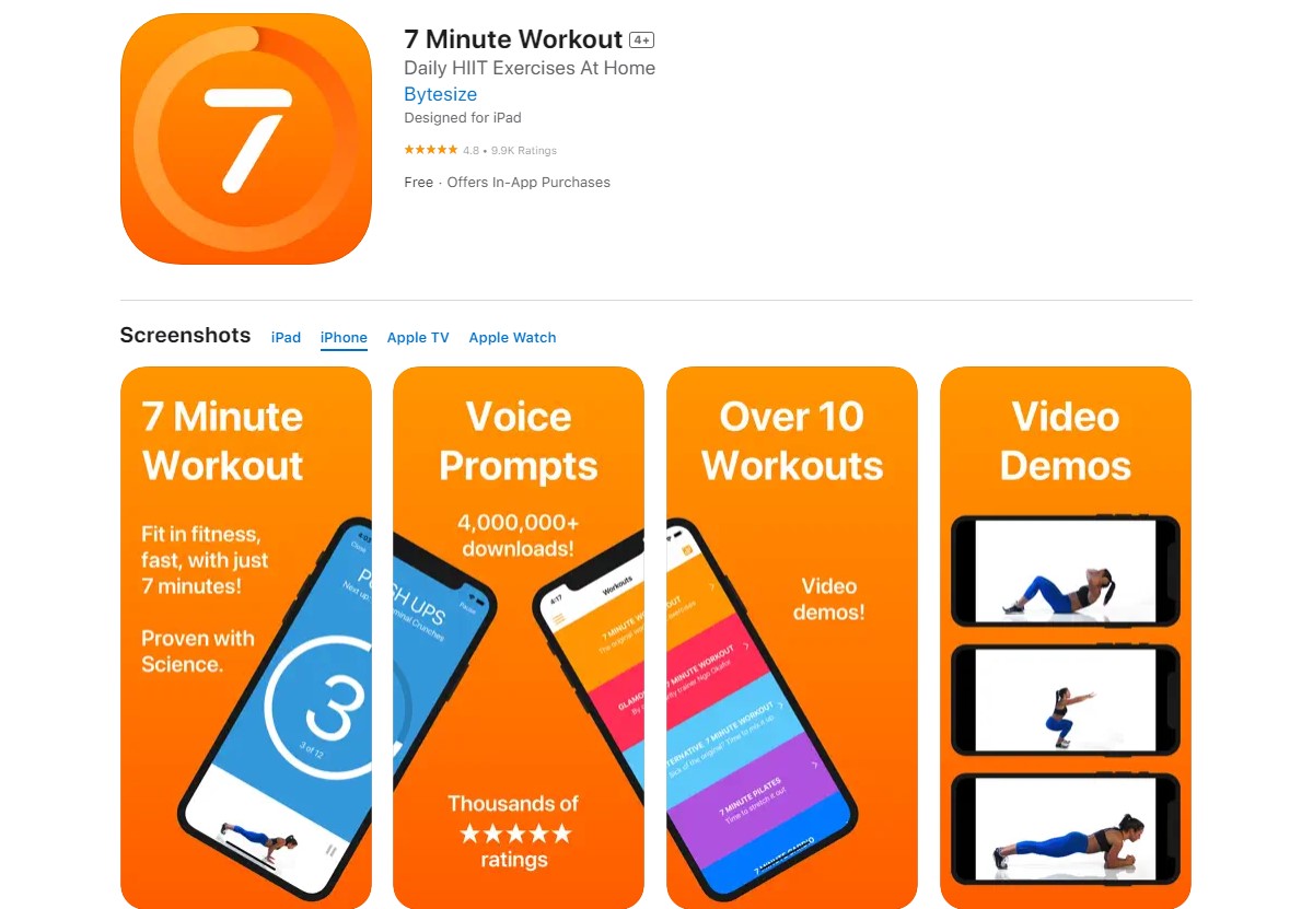 7 minute workout Best Apps for Workout