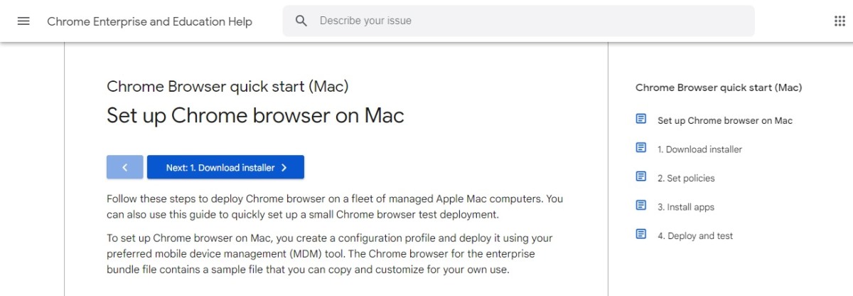 Chrome browser on Mac