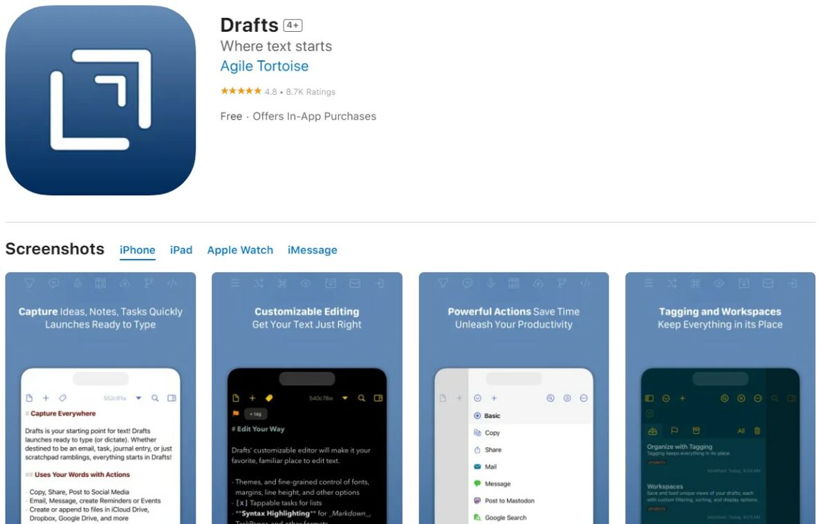 Drafts Best Apps For Apple Watch
