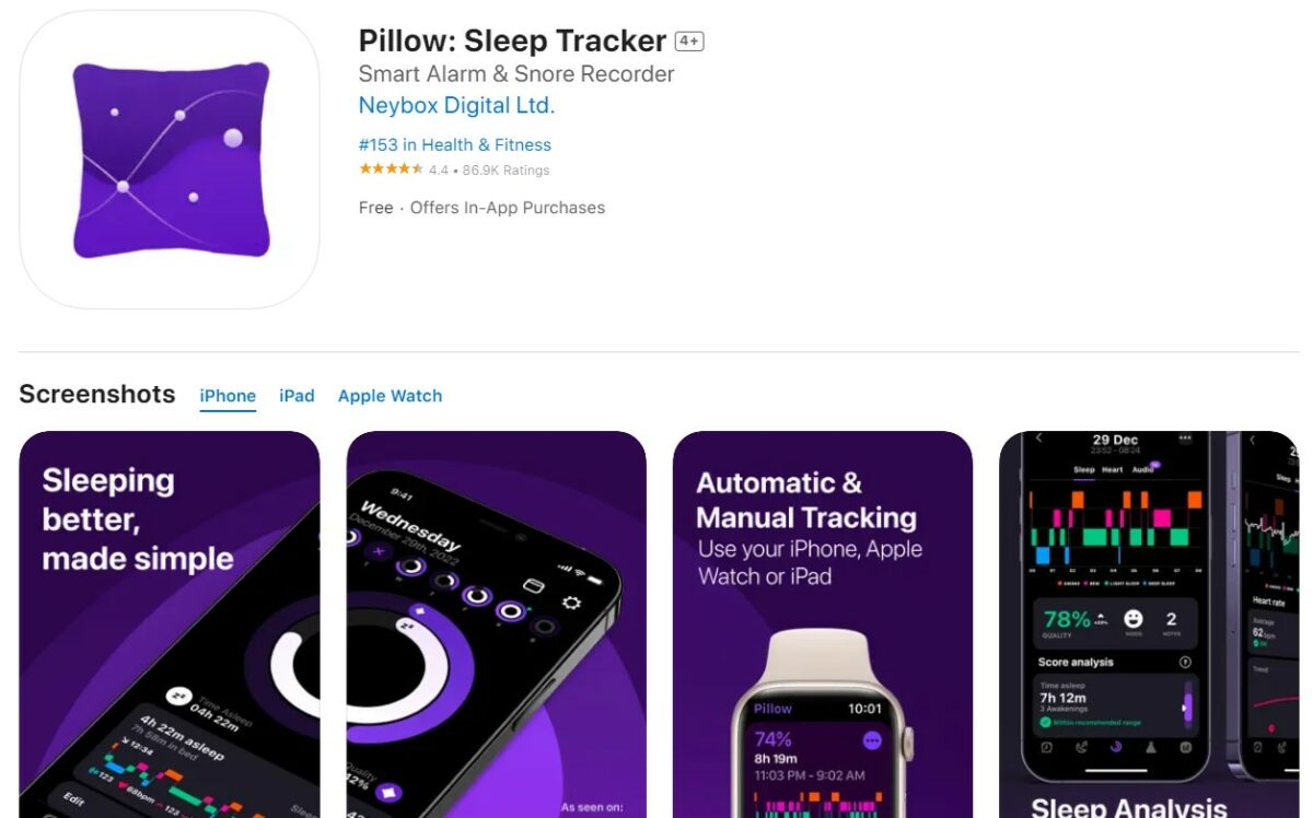 Pillow Best Apps For Apple Watch