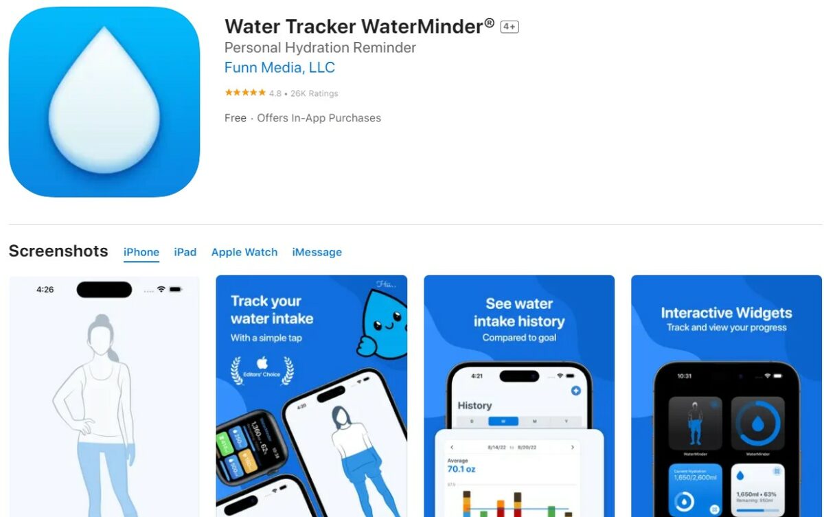 WaterMinder Best Apps For Apple Watch