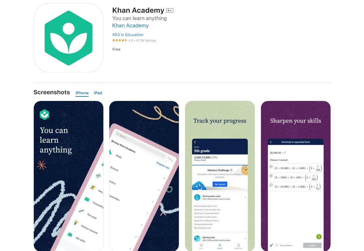 Khan Academy Best Apps for College Students