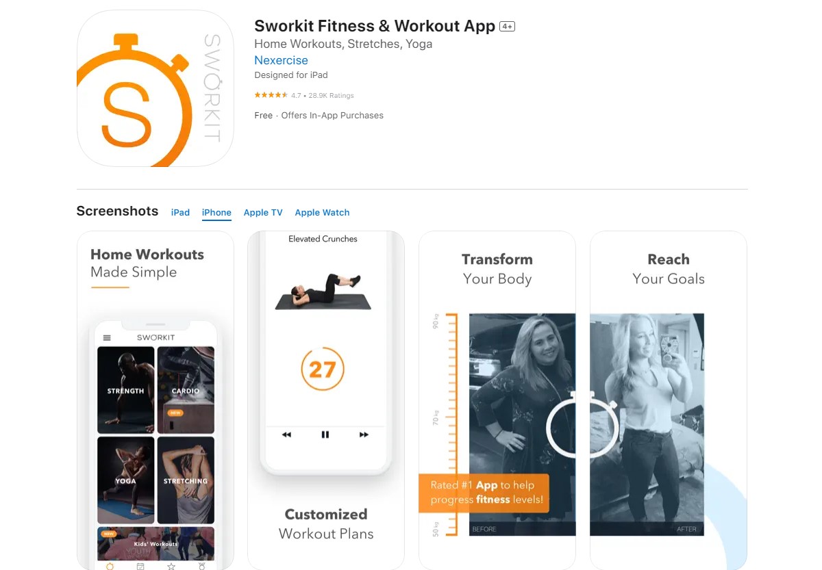 Sworkit Best Apps for College Students