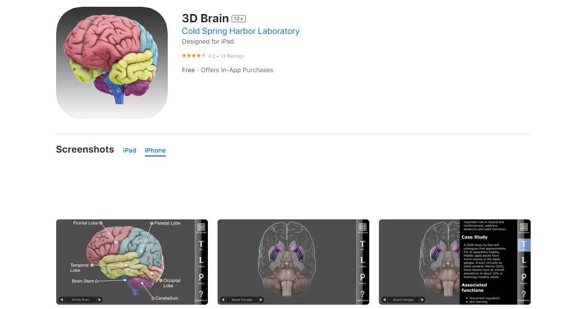 3d brain Best Apps for Biology