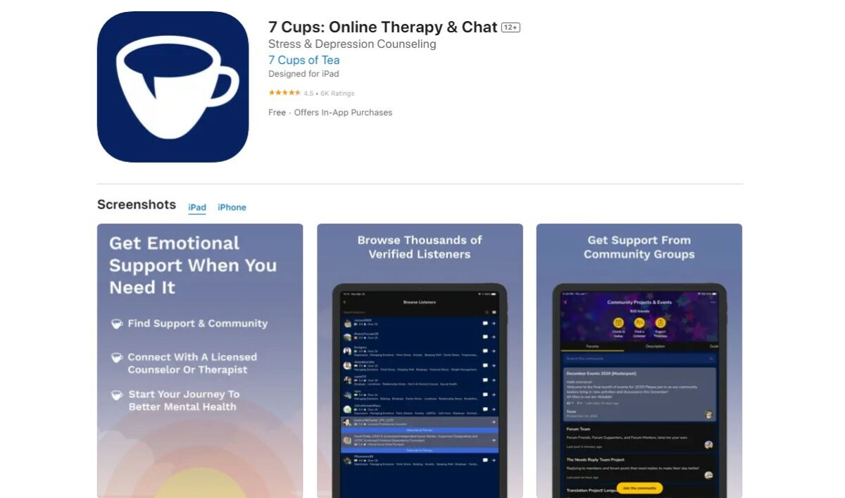 7 Cups Best Apps for Mental Health