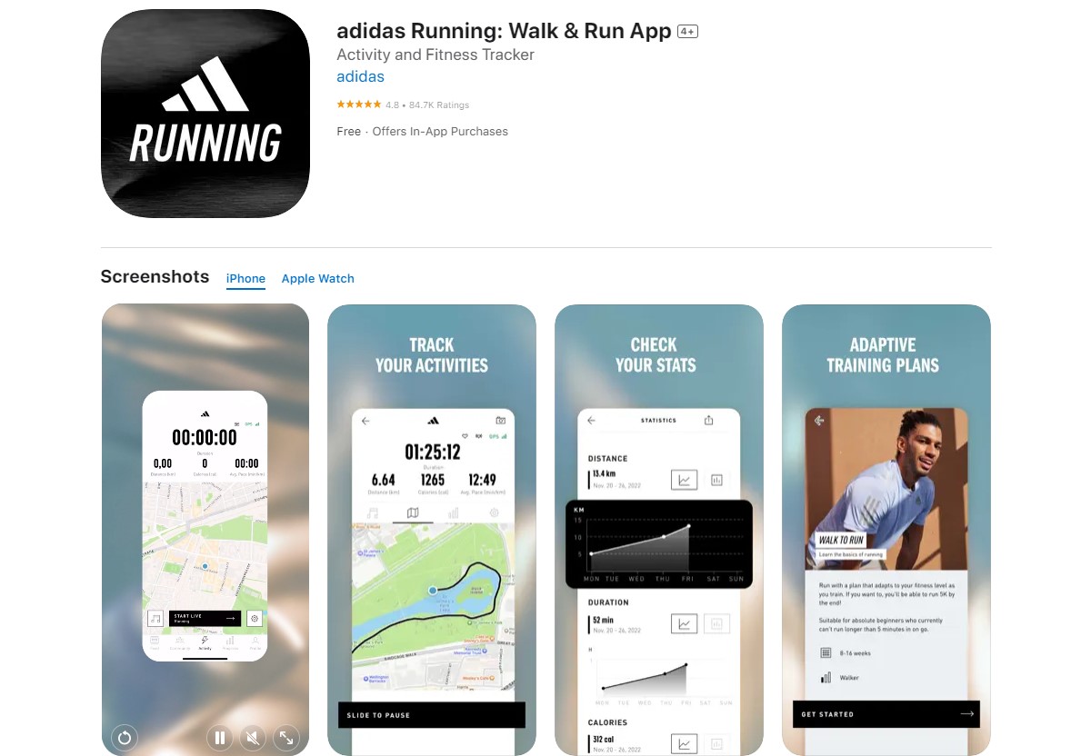 adidas running Best Apps for Workout