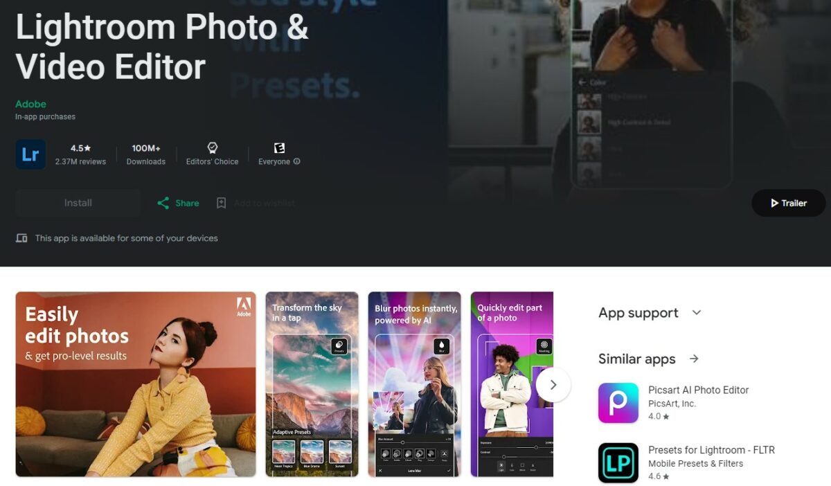 Adobe Lightroom Mobile Best Apps for Photos