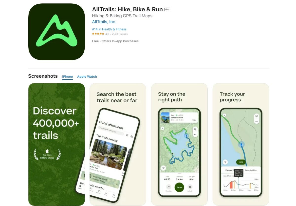 AllTrails Hike, Bike and Run Best Apps for Workout
