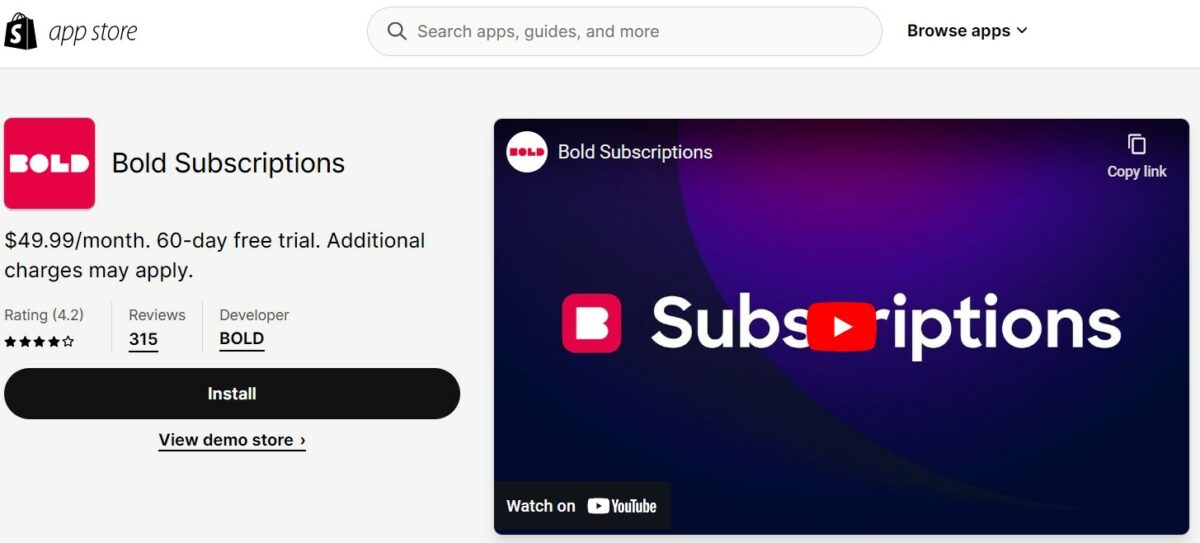 Bold Subscriptions Best Shopify Apps