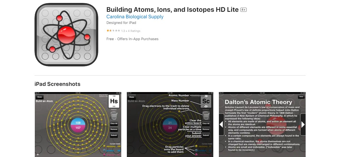 Building Atoms, Ions, and Isotopes HD Lite Best Apps for Chemistry 