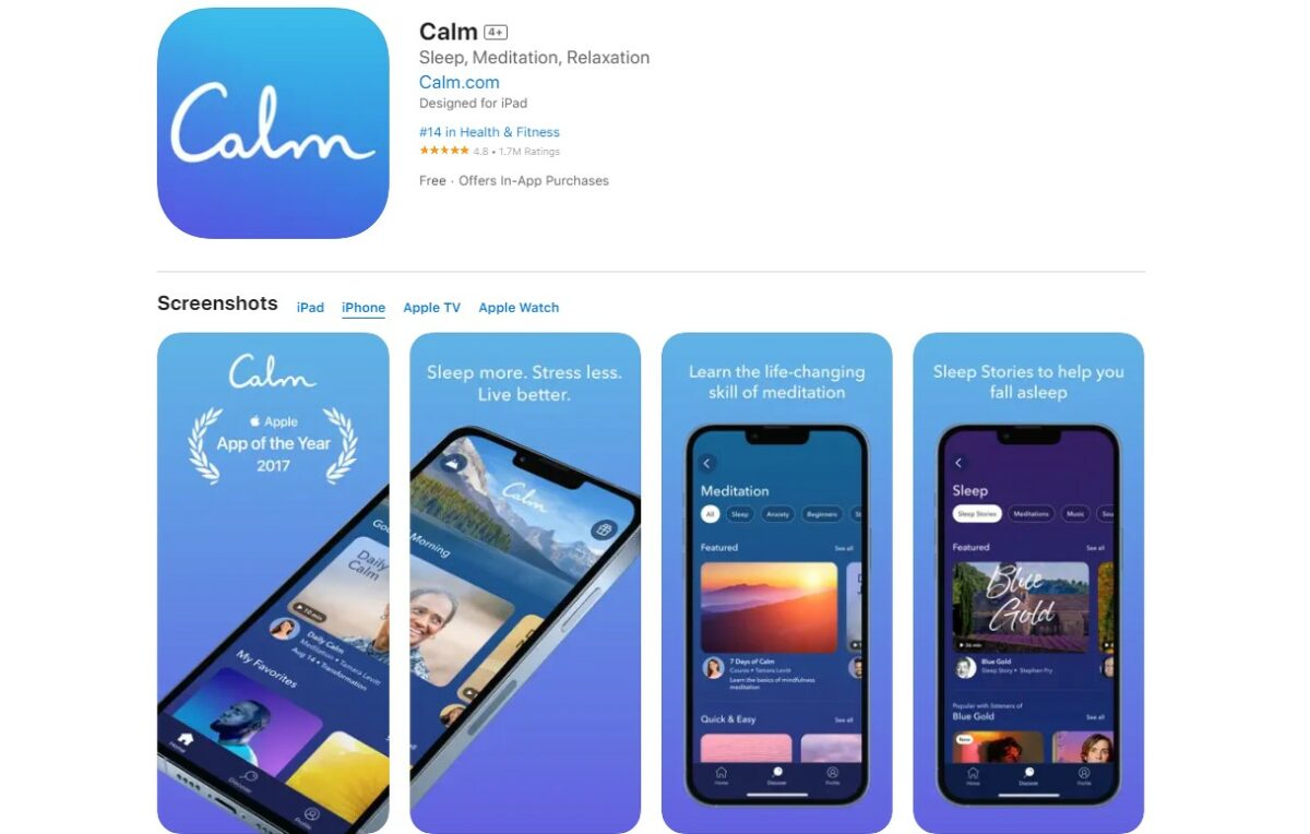 Calm Best Apps for Mental Health