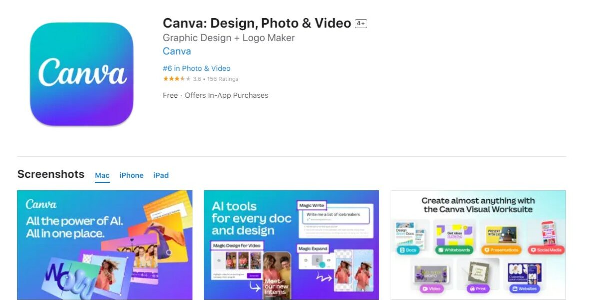 Canva Best Free Apps for iPhone