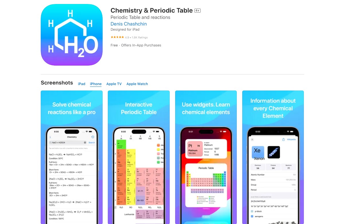 Chemistry & Periodic Table Best Apps for Chemistry