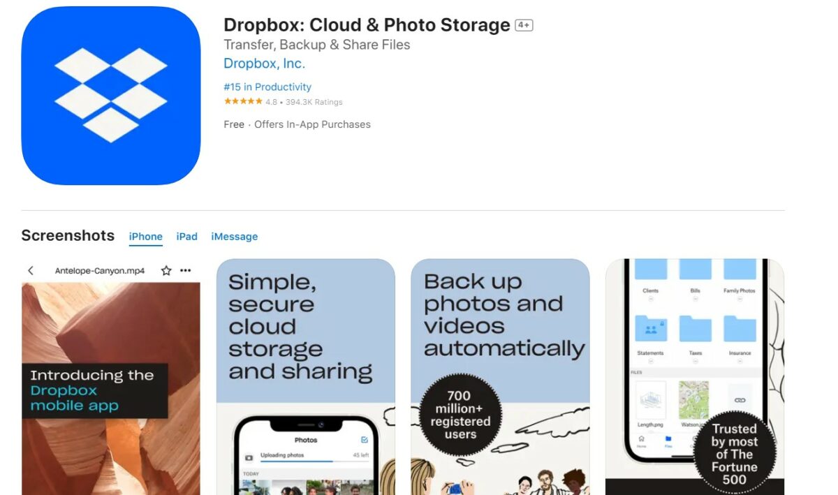 Dropbox Best Free Apps for iPhone