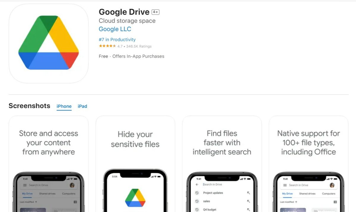 Google Drive Best Free Apps for iPhone