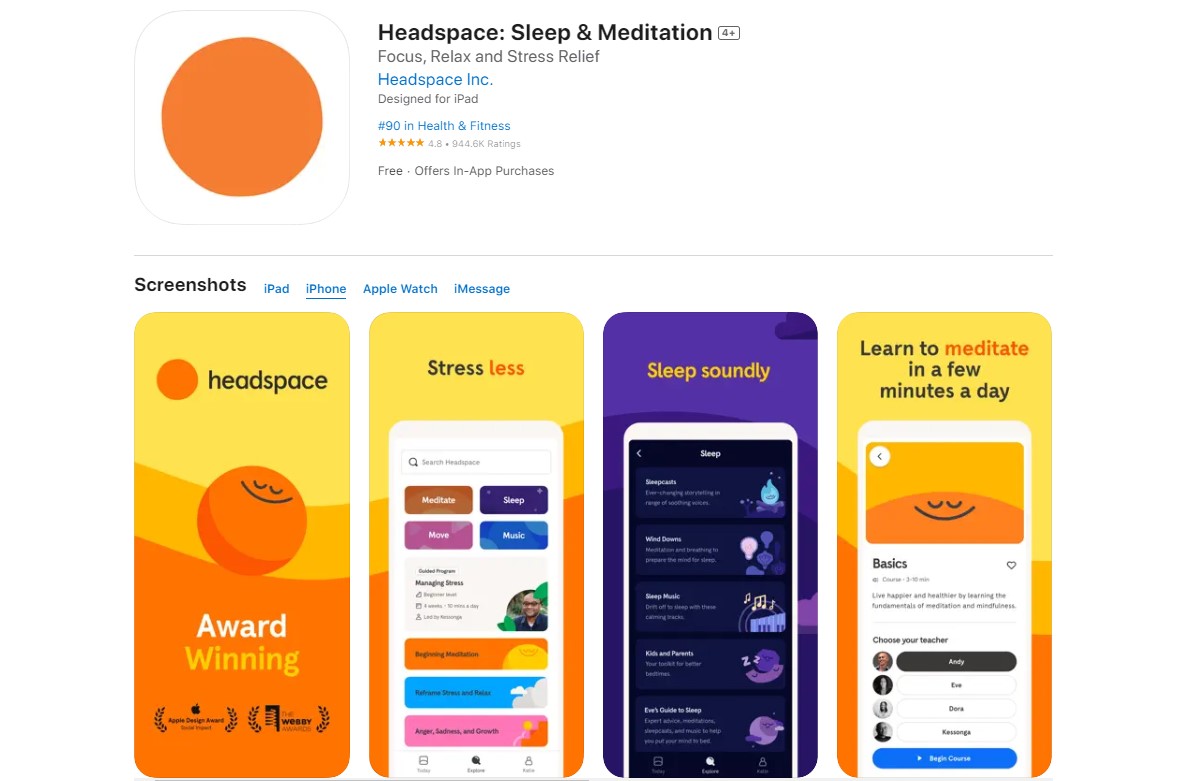 Headspace Best Apps for College Students