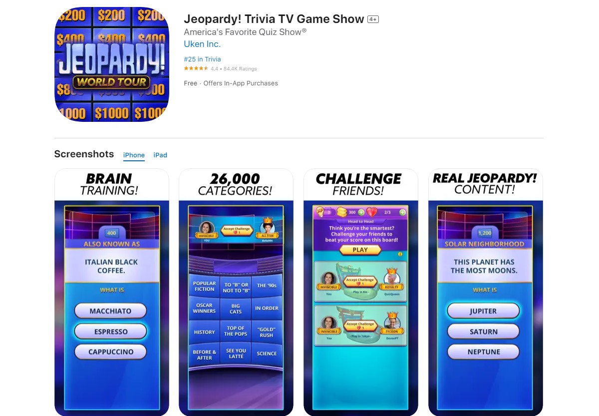 Jeopardy! World Tour Best Quiz Apps