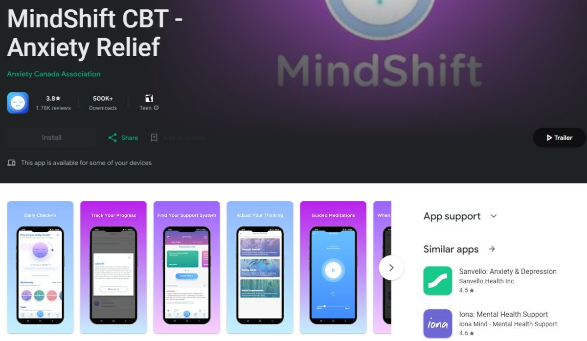 MindShift CBT Best Apps for Mental Health
