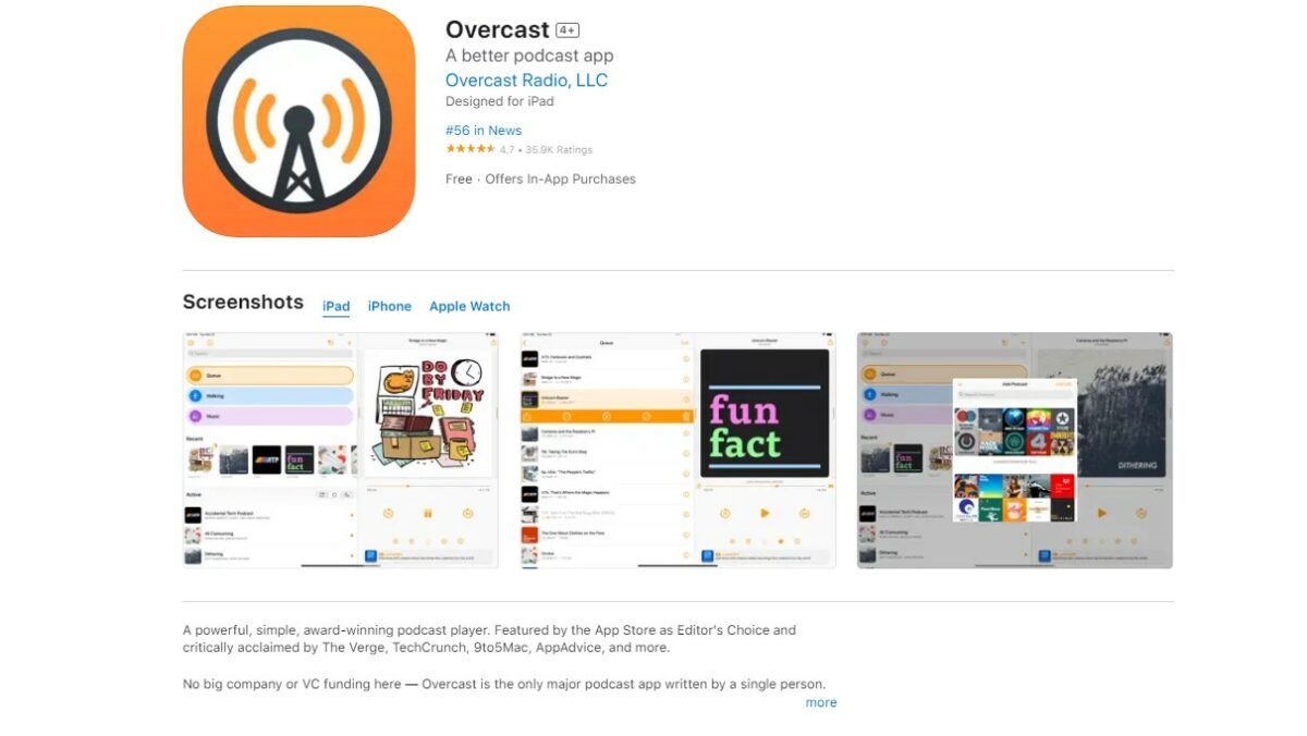 Overcast Best Free Apps for iPhone