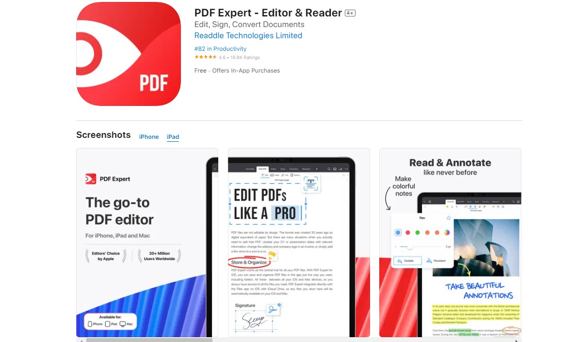 PDF Expert Best Apps for iPad Pro