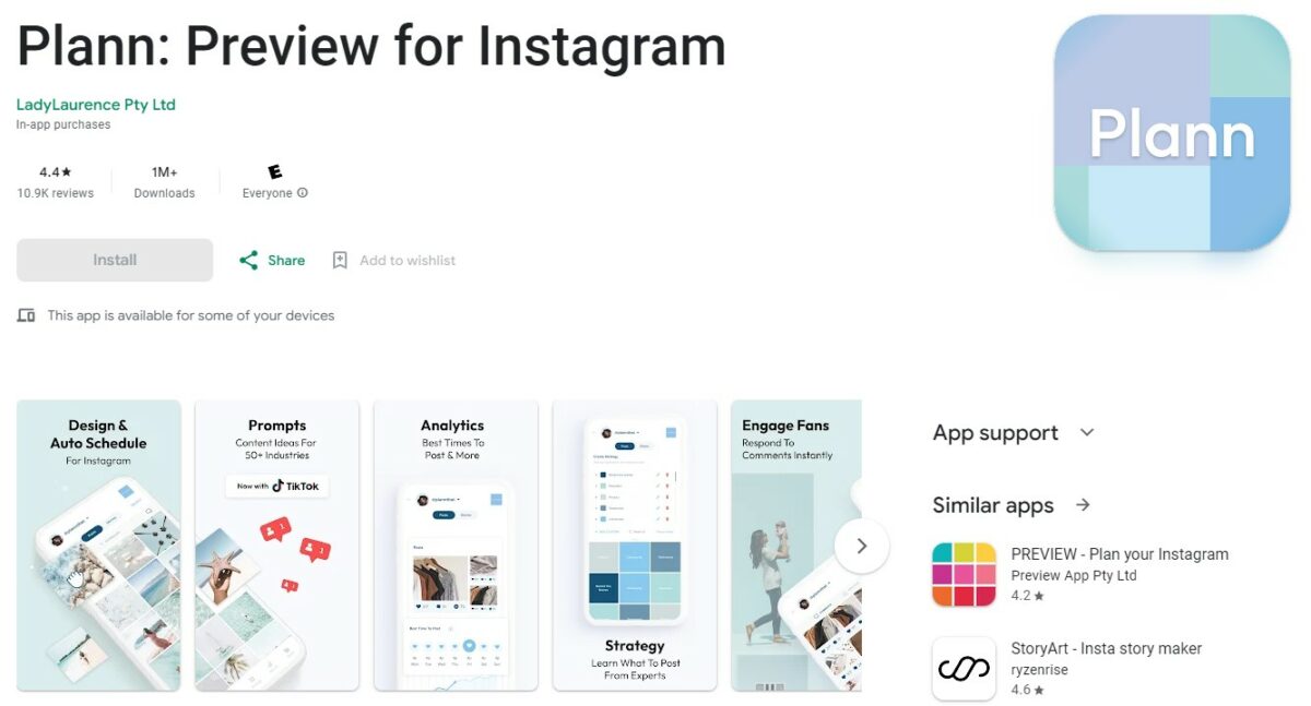 Plann Best Apps for Instagram