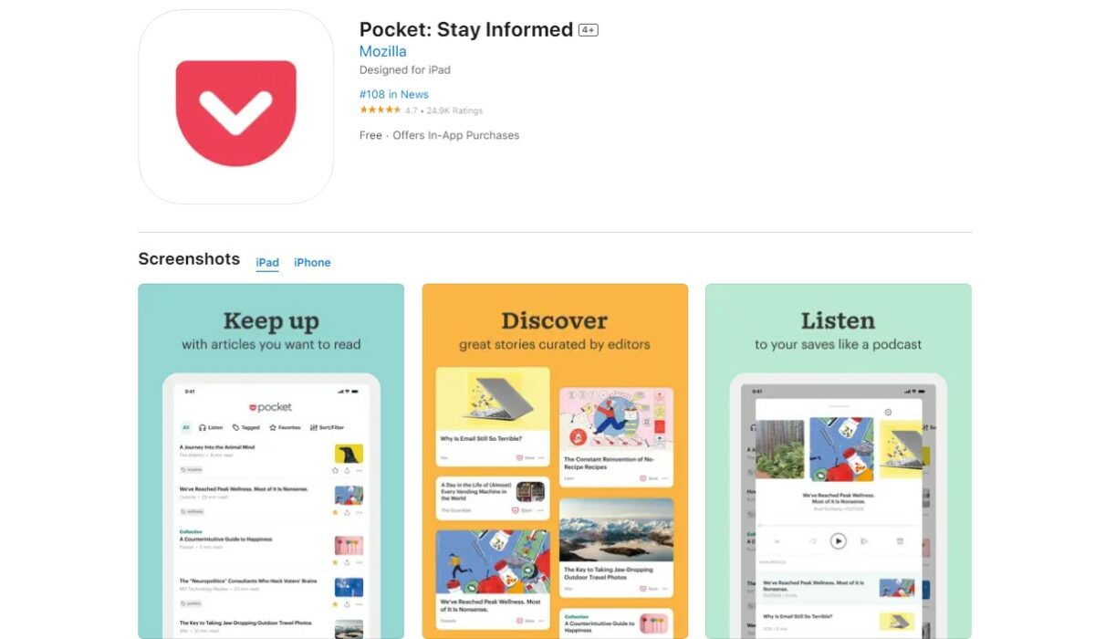 Pocket Best Free Apps for iPhone