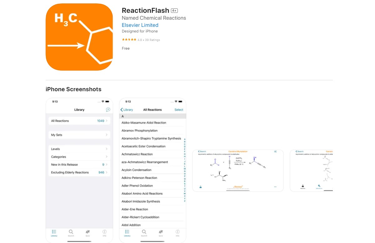 ReactionFlash Best Apps for Chemistry