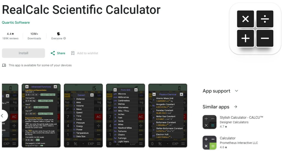 RealCalc Scientific Calculator Best Apps for College Students