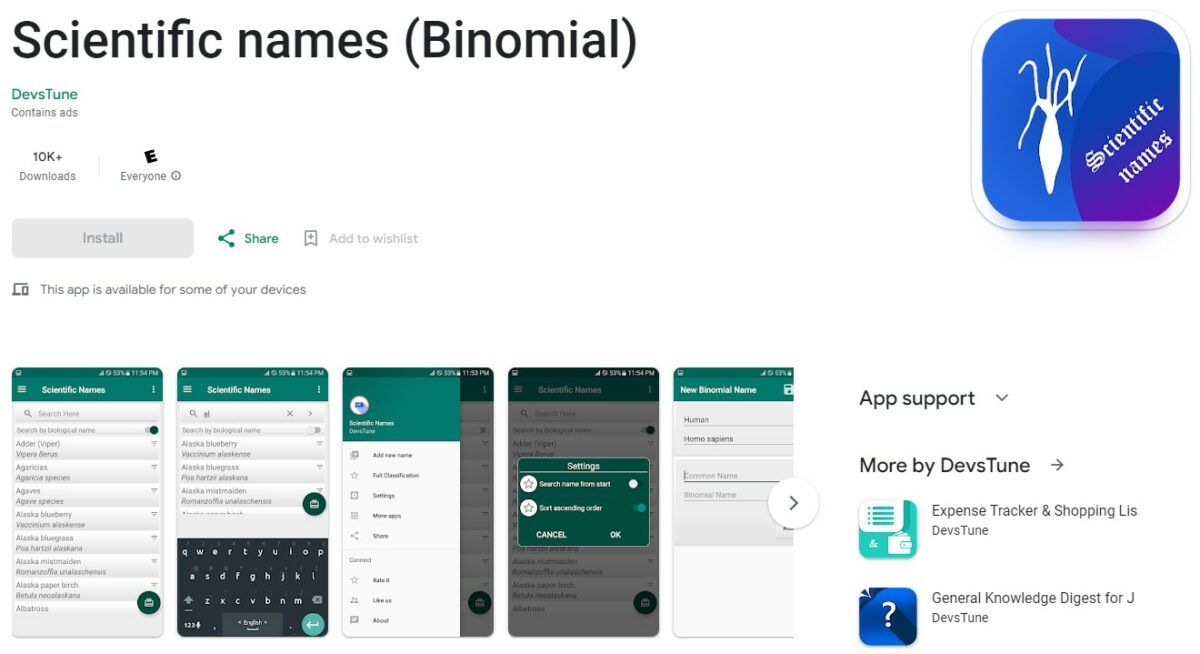 scientific binomial names Best Apps for Biology