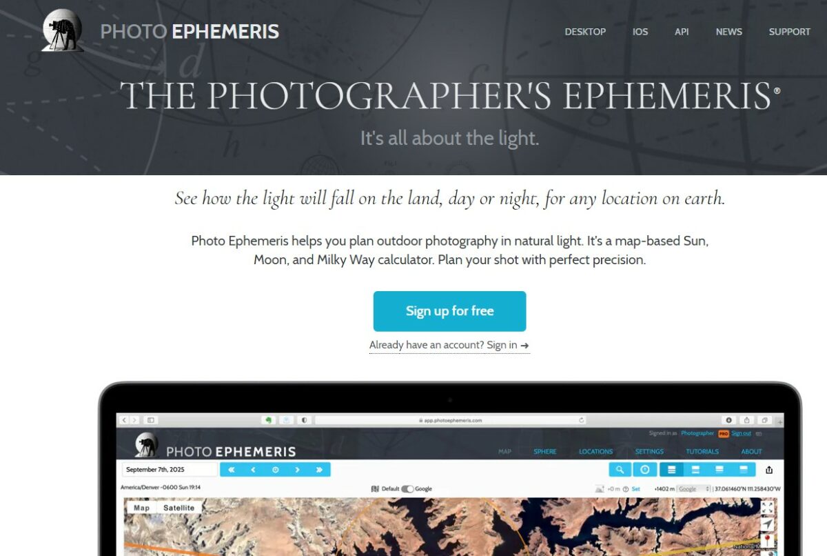 the photographer's ephemeris Best Apps for Photography