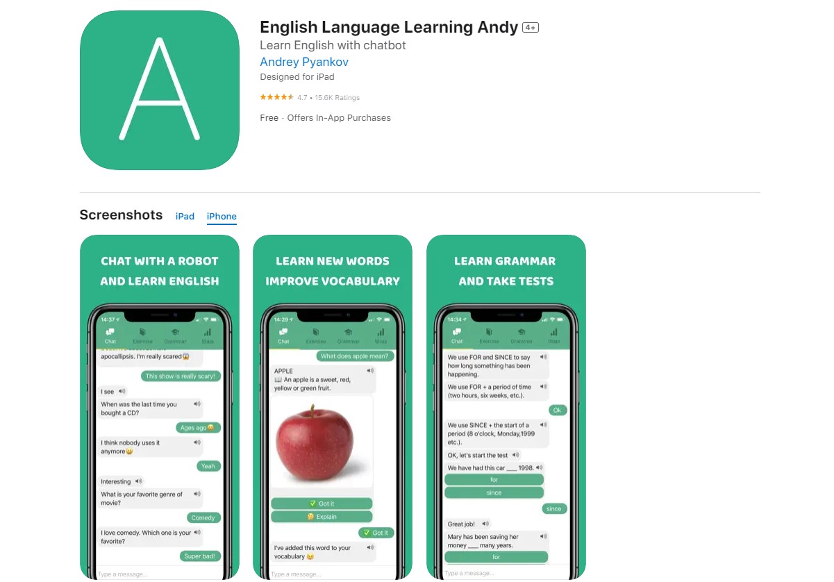 andy Best Apps for Learning English