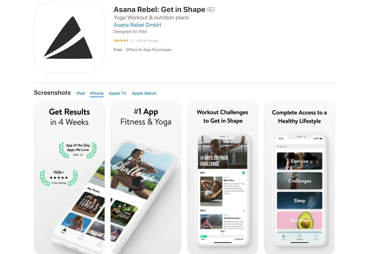 asana rebel Best Apps for Workout