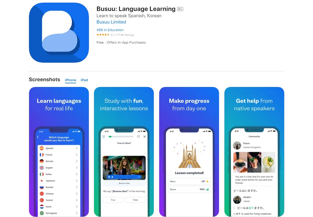 busuu Best Apps for Learning English
