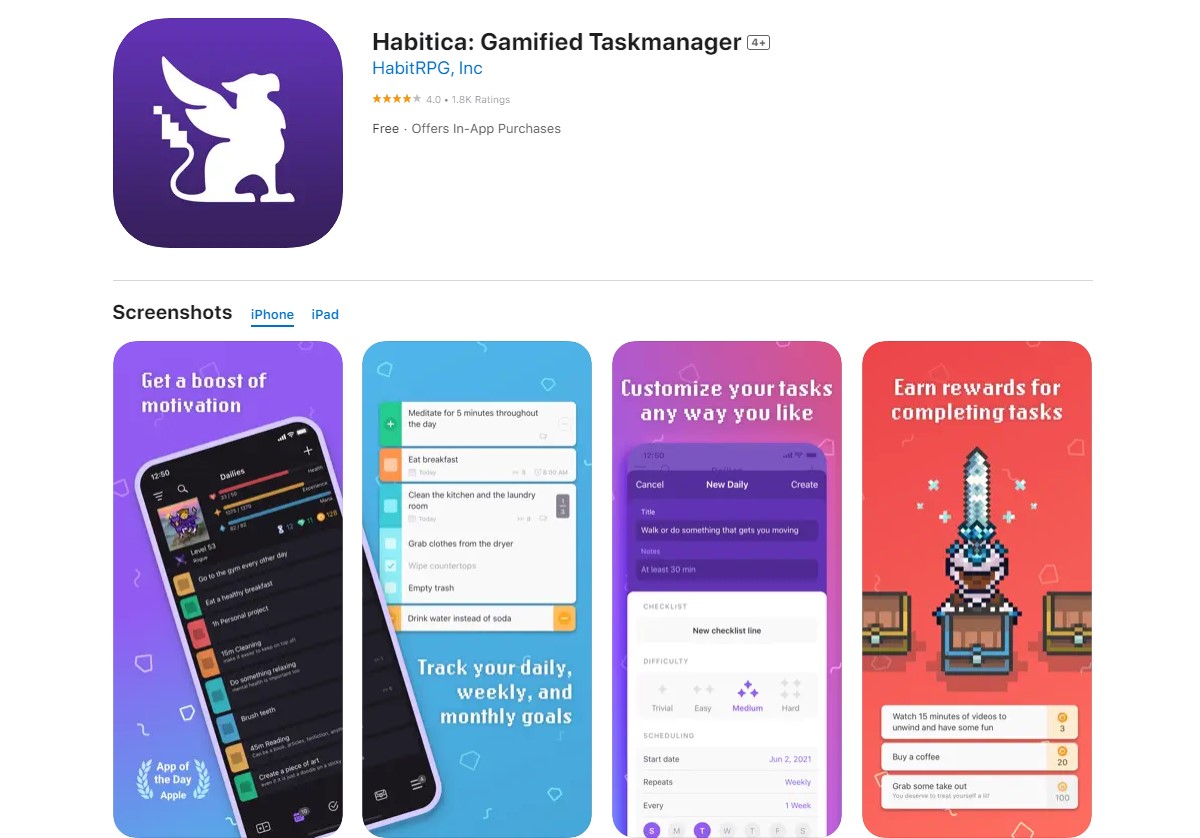 habitica Best Apps for Daily Routine