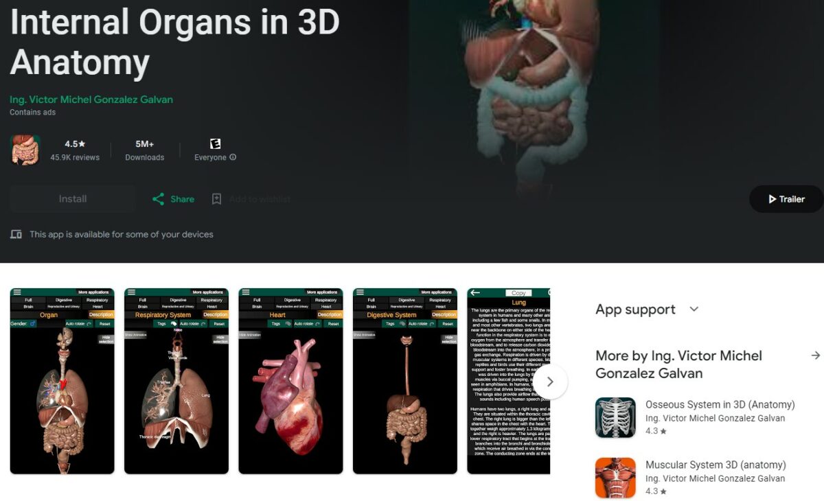 internal organs in 3d Best Apps for Biology