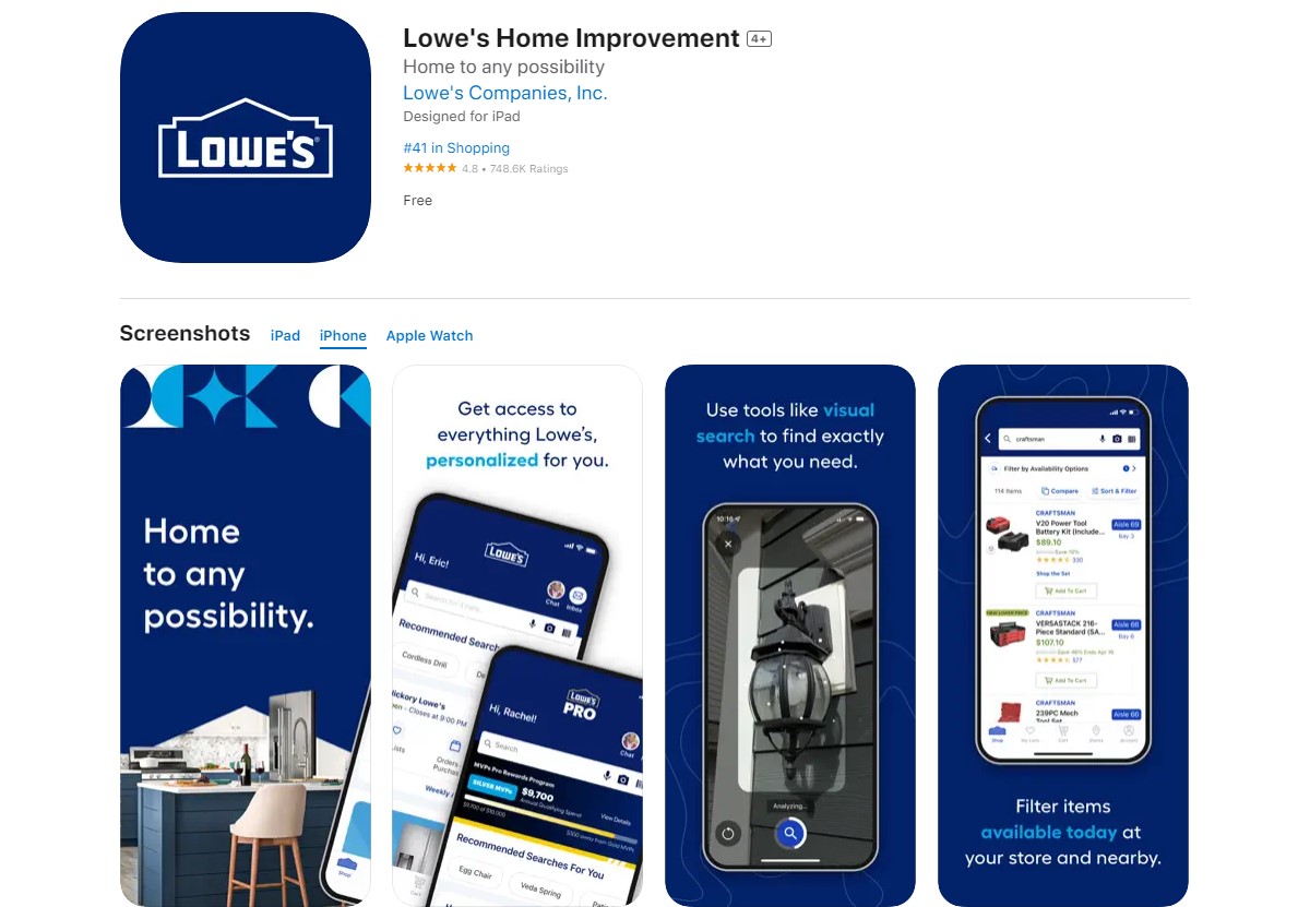 lowe's Best Apps For Online Shopping