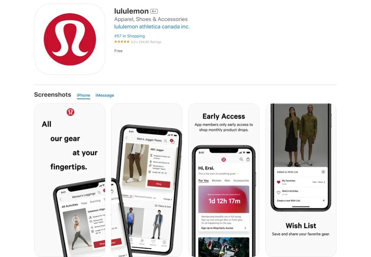 lululemon Best Apps For Online Shopping