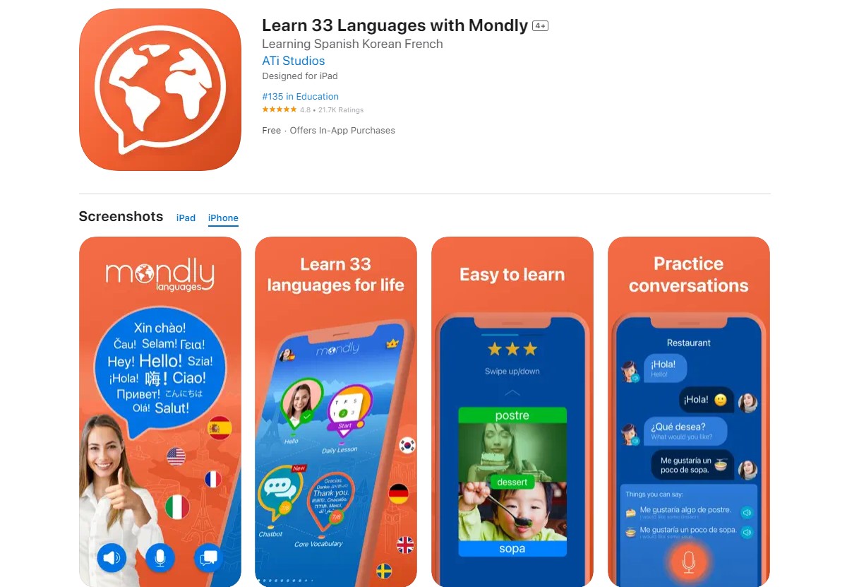 mondly Best Apps for Learning English