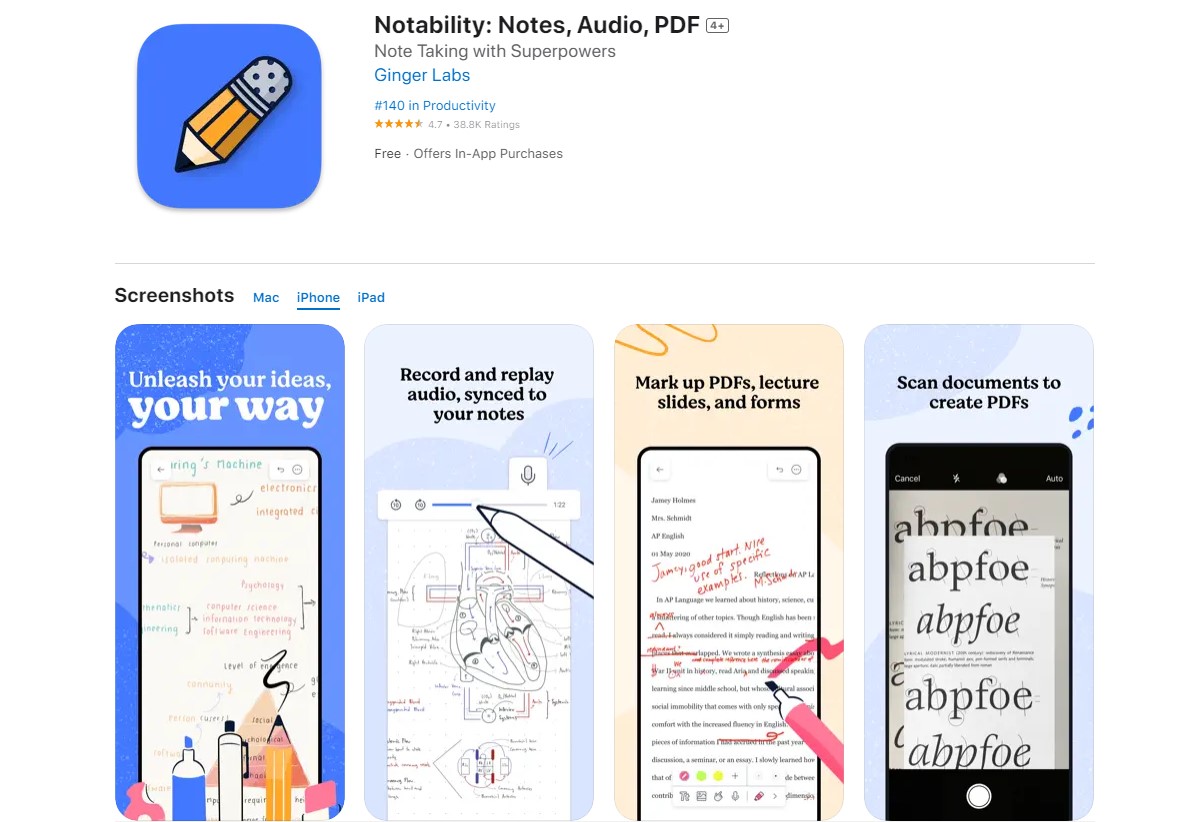 Notability Best Apps for College Students