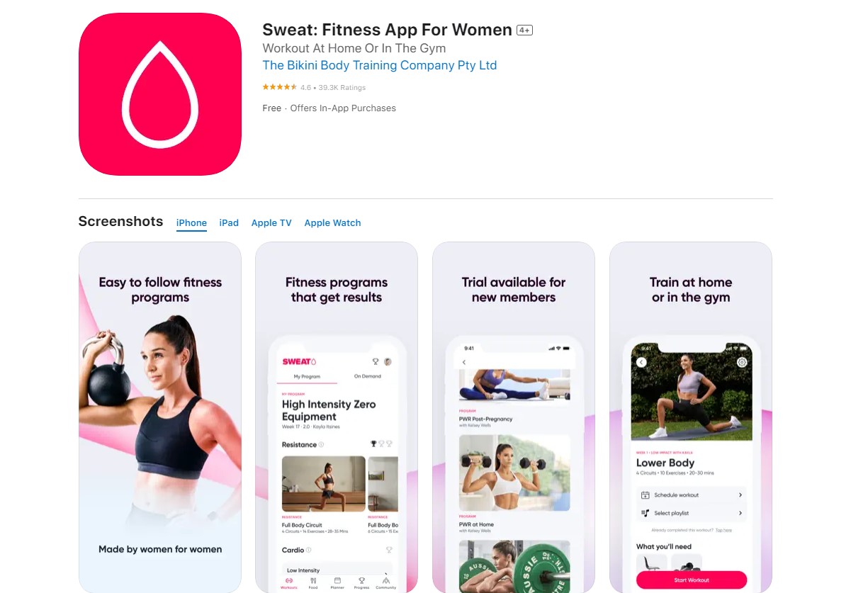 sweat Best Apps for Workout