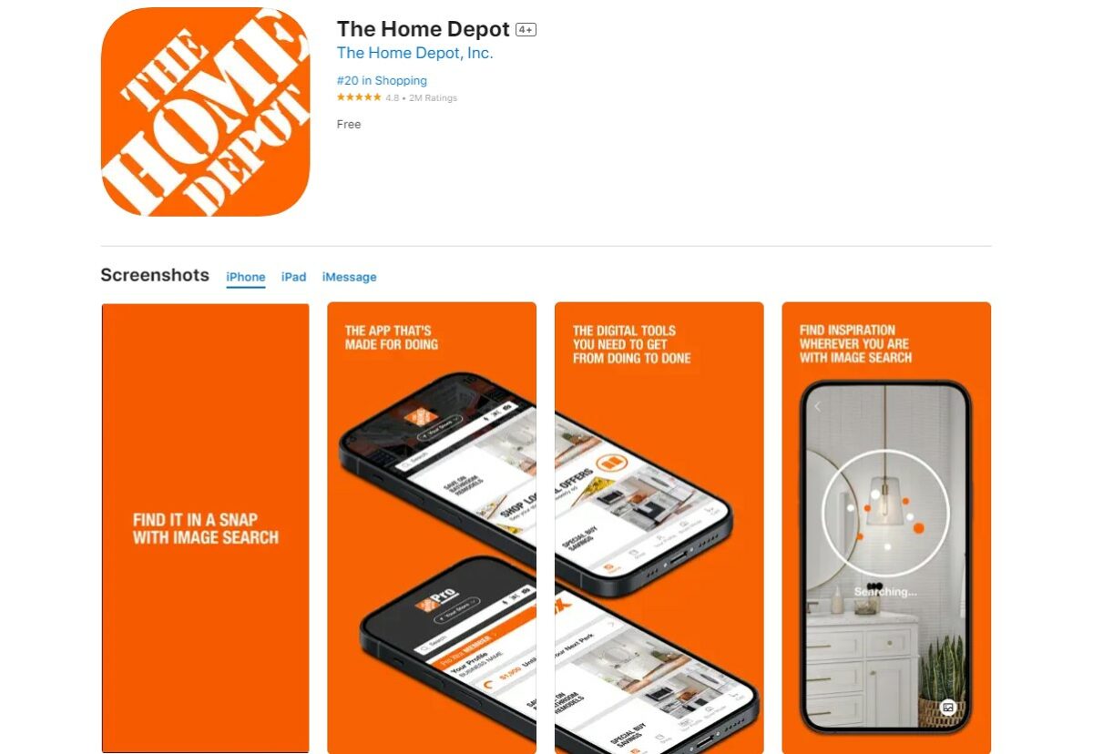home depot Best Apps For Online Shopping