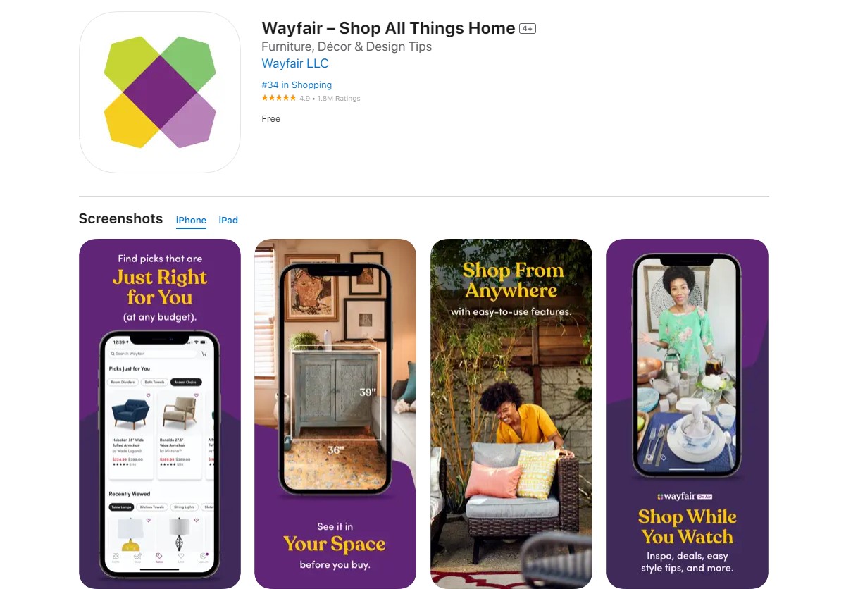 wayfair Best Apps For Online Shopping